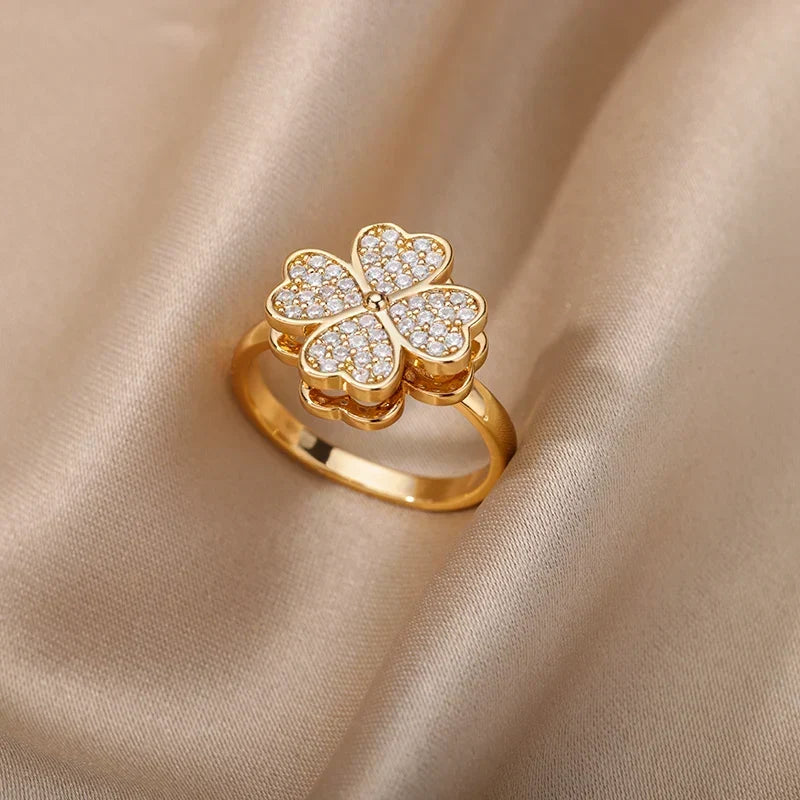 Dazel Spinning Four Leaf Clover Ring