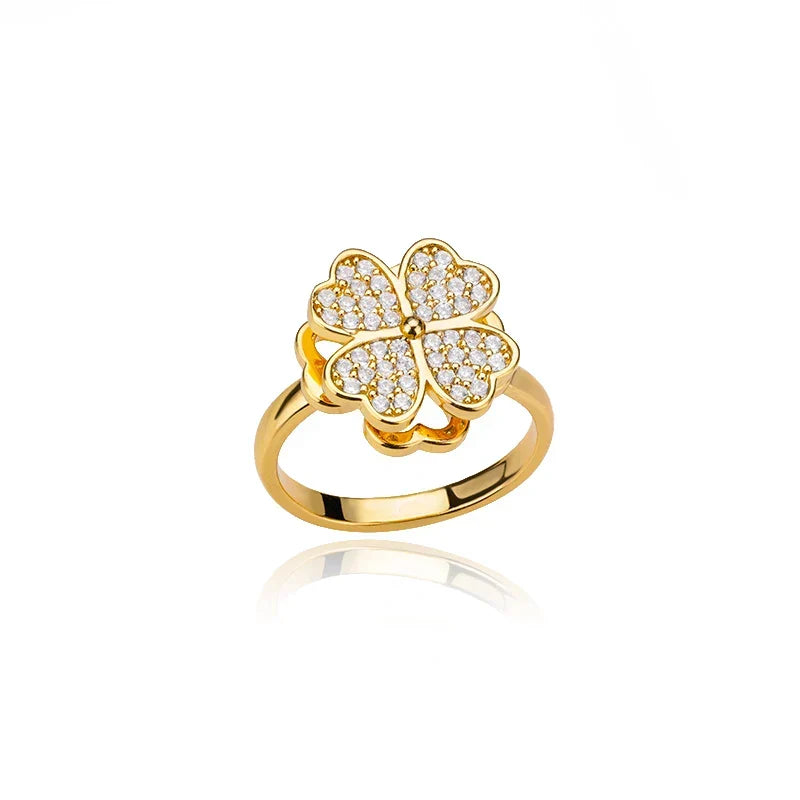 Dazel Spinning Four Leaf Clover Ring
