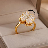 Dazel Spinning Four Leaf Clover Ring