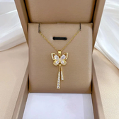 Women's Butterfly Necklace with Hanging Stone Accents