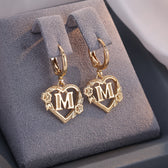 Women's Heart Hoops Highlighting Initial and Floral Details