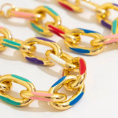 Women's 2-piece Chain Bracelet and Necklace Set with Colorful Highlights