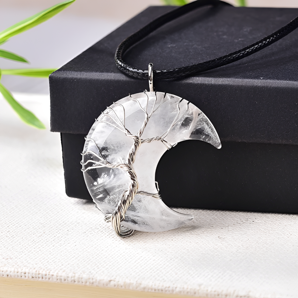 Women Necklace with Tree of Life and Moon Pendant