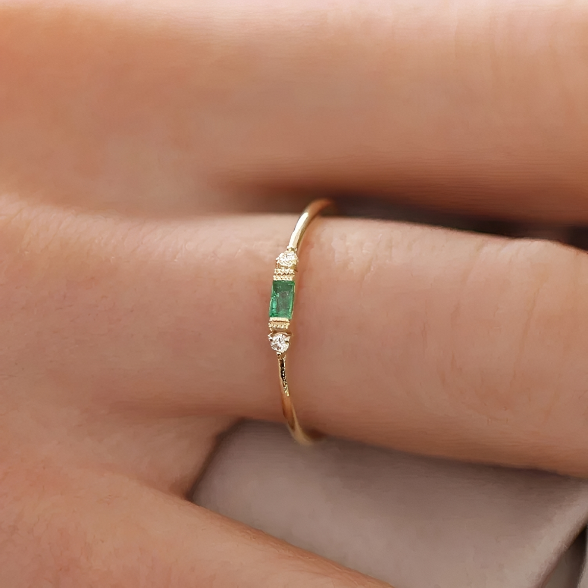Women's Ring with Baguette Detail and Side Stone Accents
