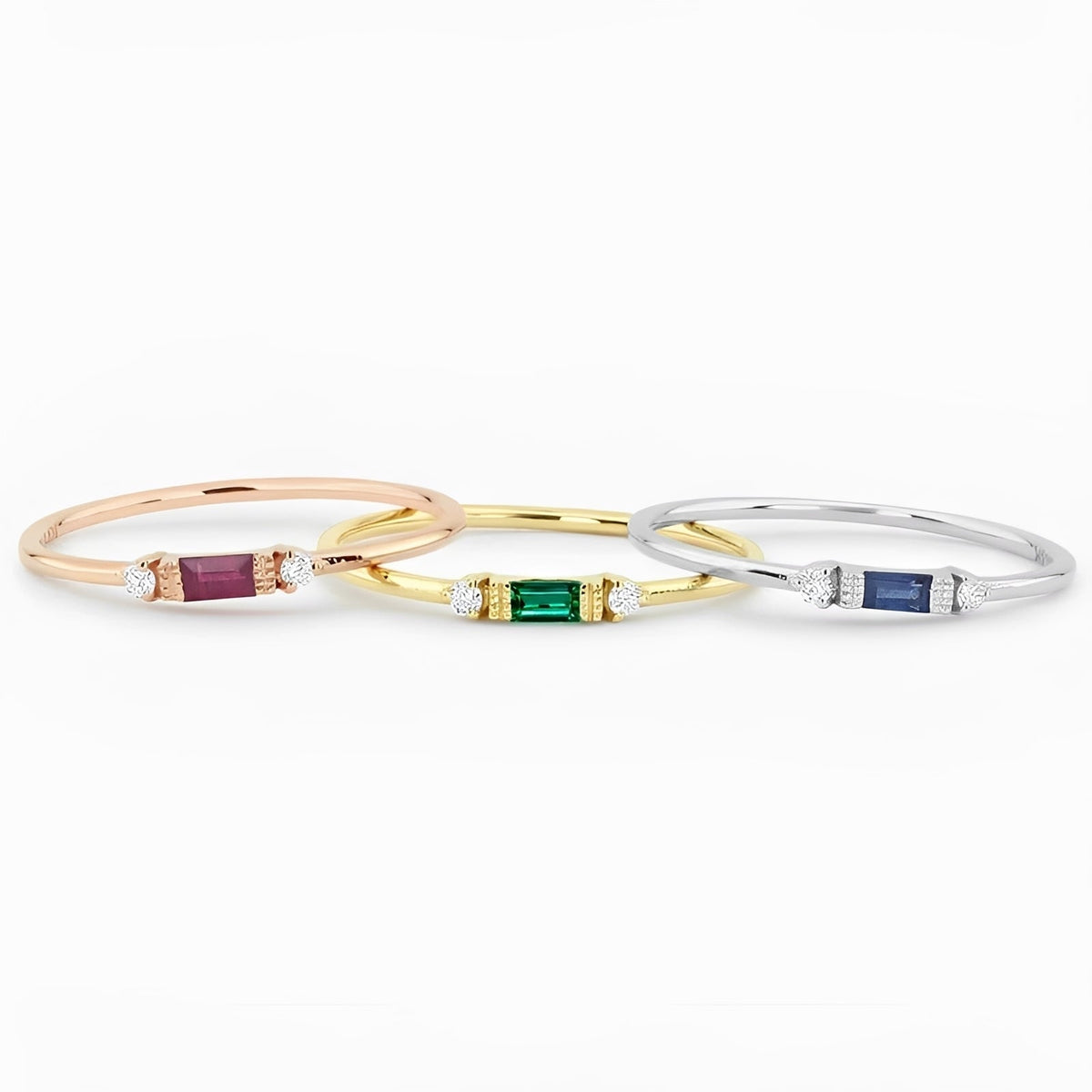 Women's Ring with Baguette Detail and Side Stone Accents