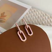 Women's Stud Earrings with Double Loop Design and Stone Accents