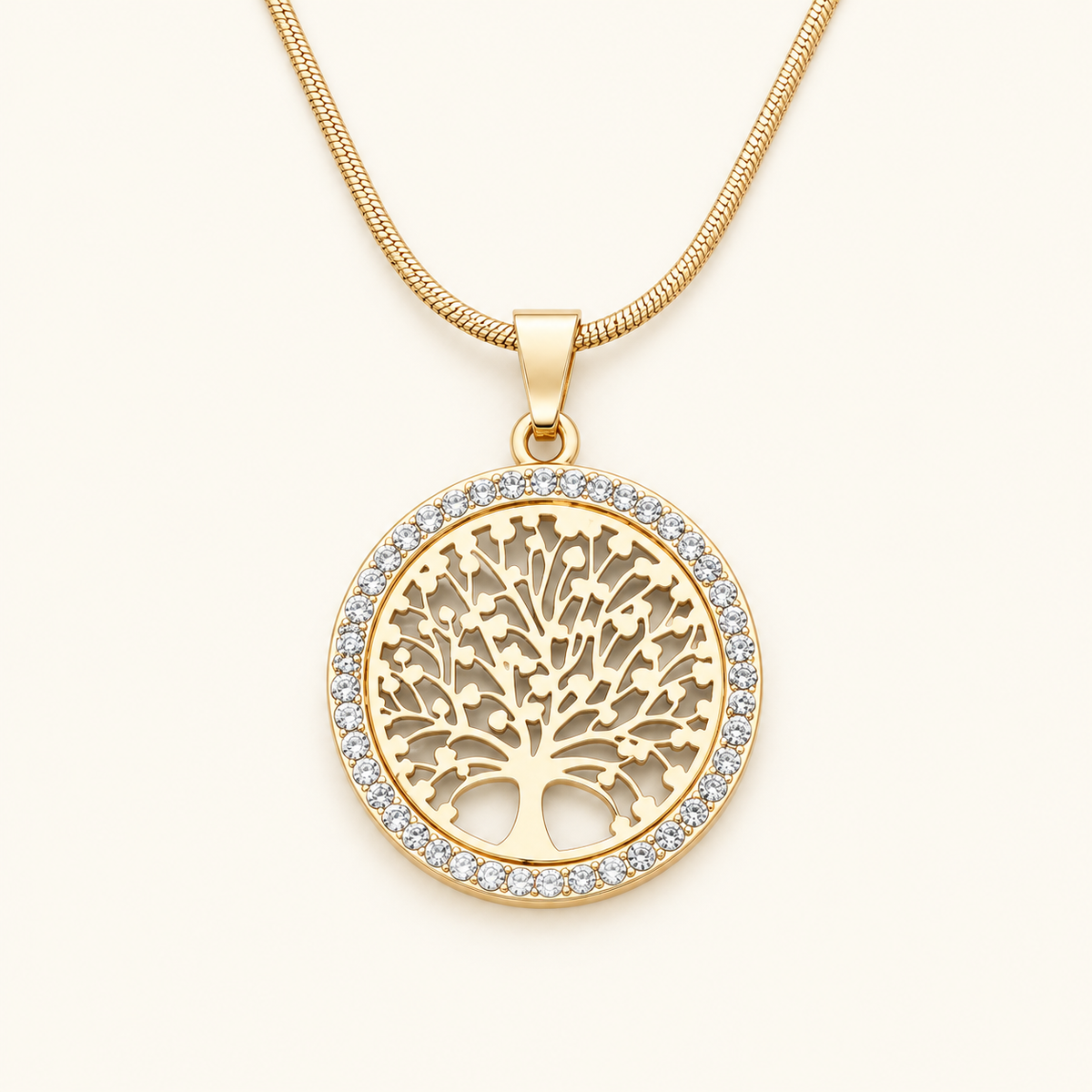 Women's Necklace with Tree of Life Pendant and Round Design