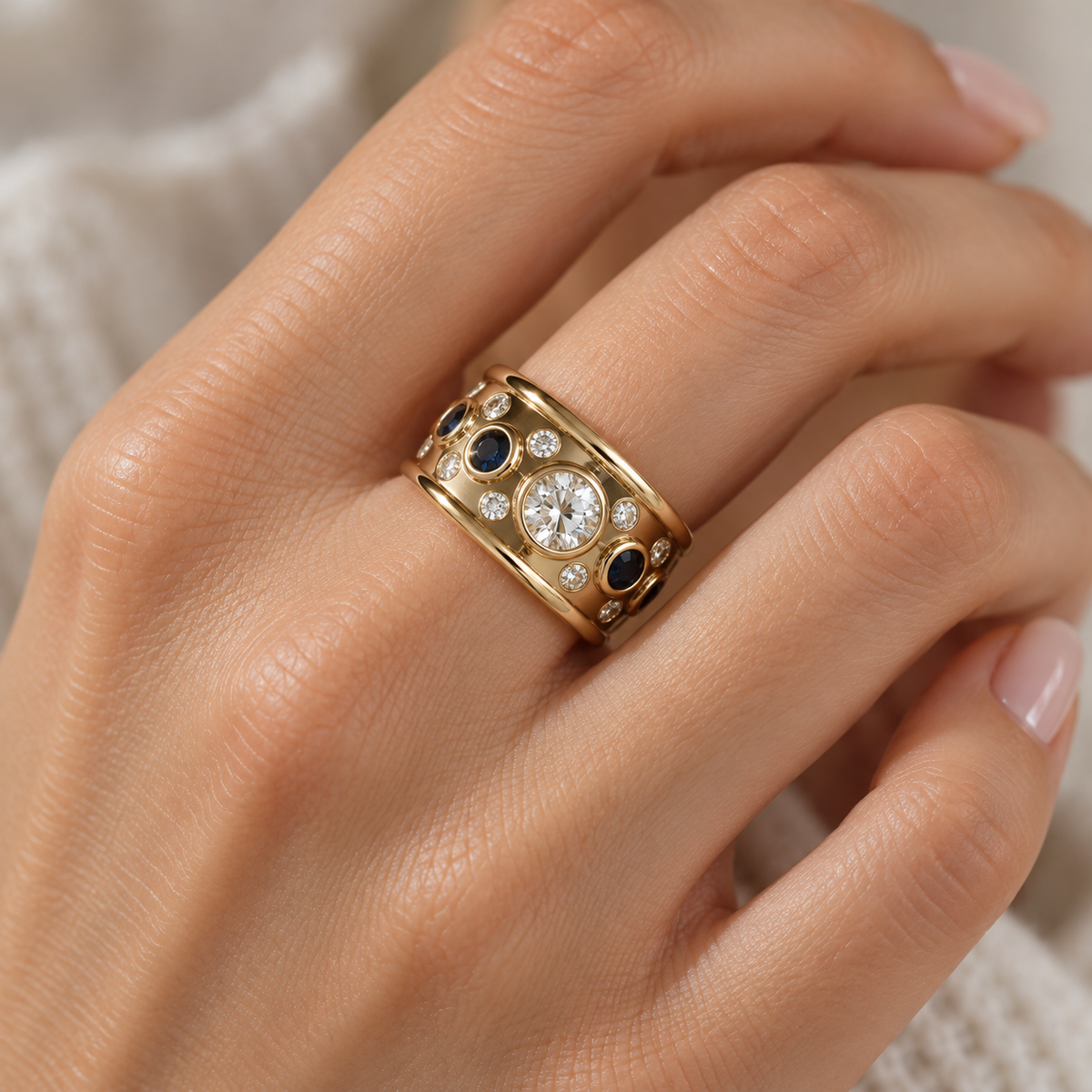 Women's Vintage-Style Ring with Stone Features