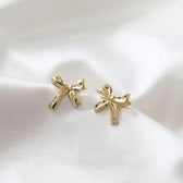 Bow Button Earrings