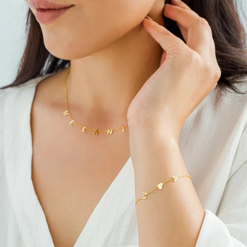 Double Initial Heart Bracelet