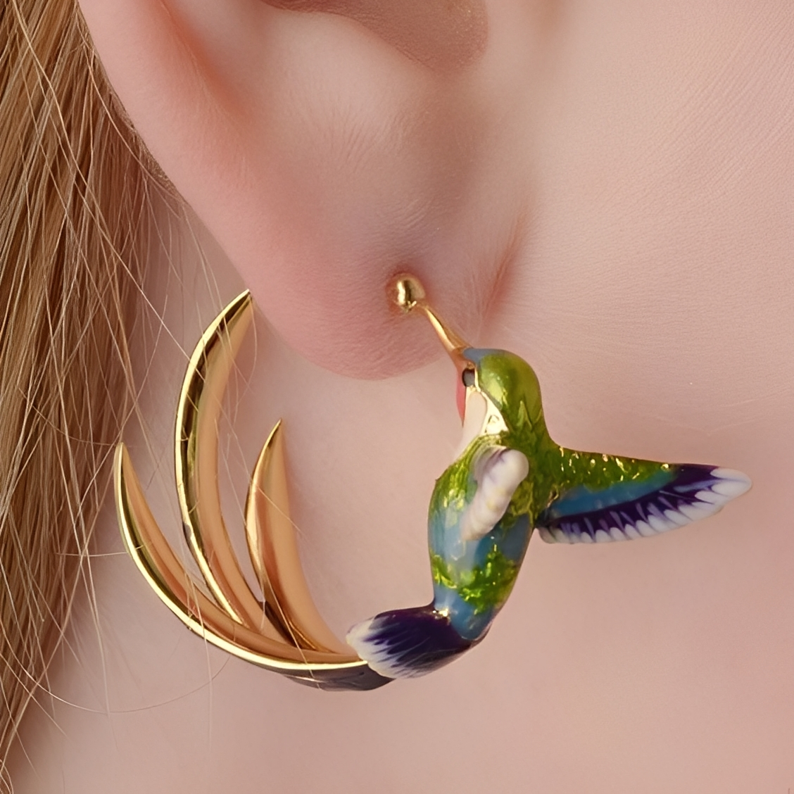 Wendy Vintage Hummingbird Hoops