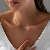 Aurora Necklace with Small Cross Pendant