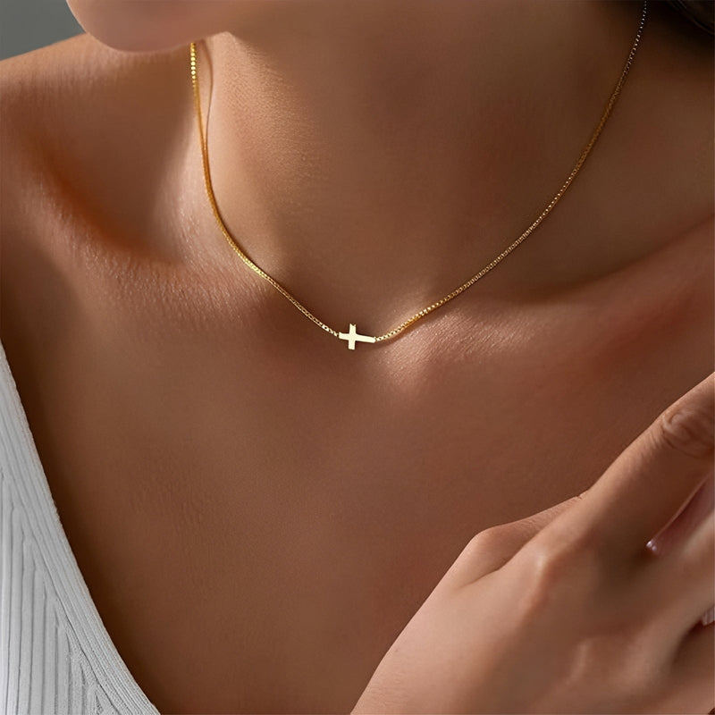 Aurora Necklace with Small Cross Pendant