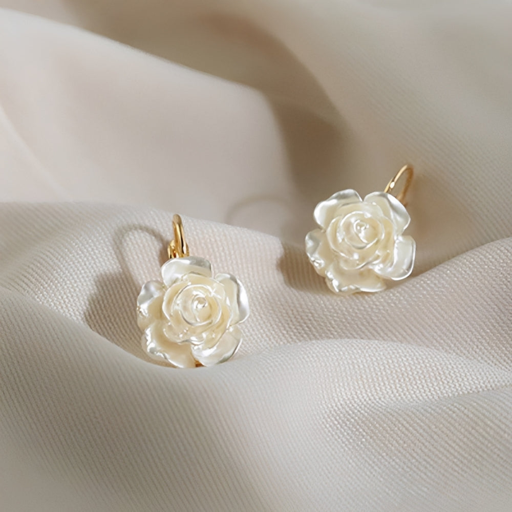 Women's Earrings with Rose Pendant - Pair