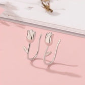 Women’s Tulip Earrings Featuring Floral Design - Pair