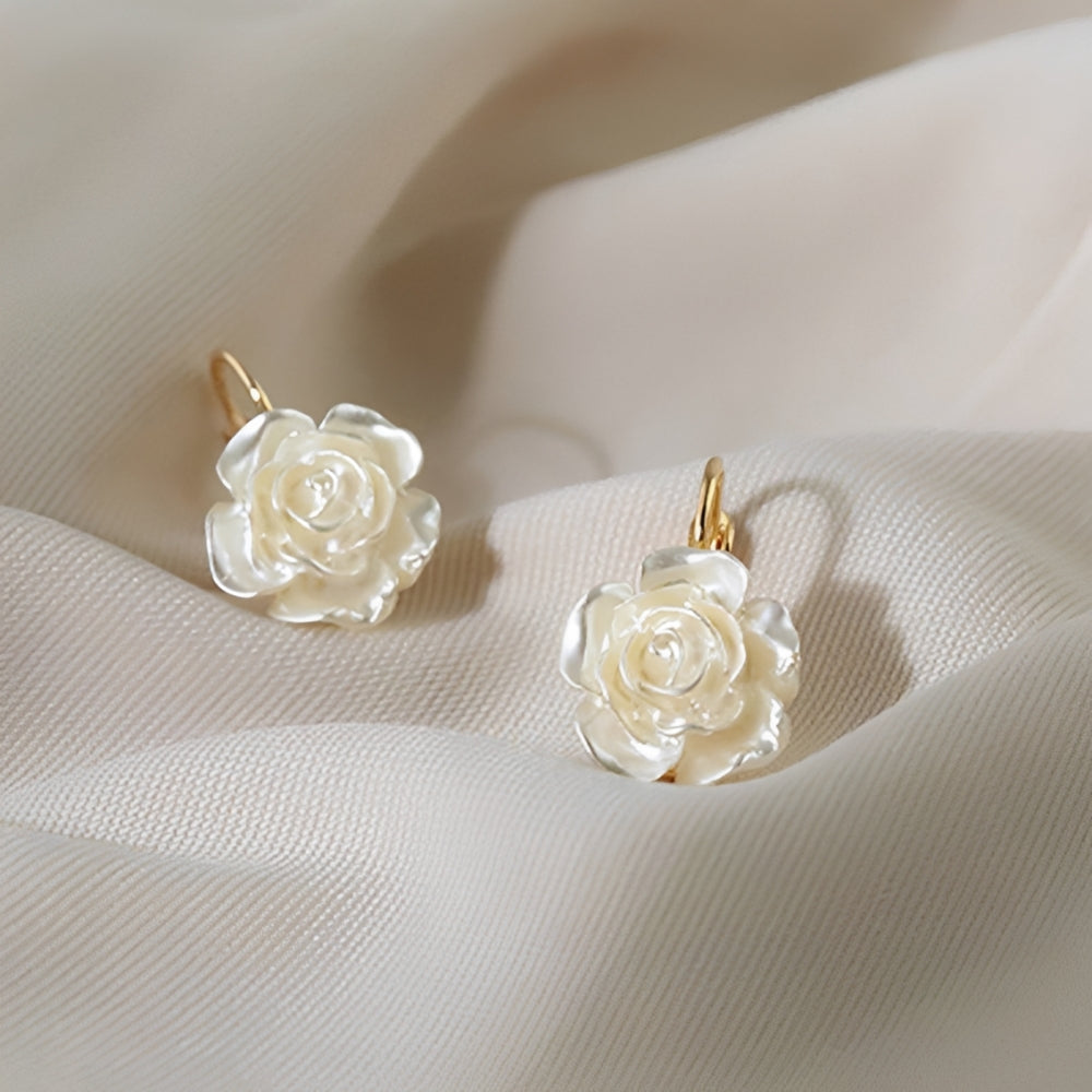Women's Earrings with Rose Pendant - Pair