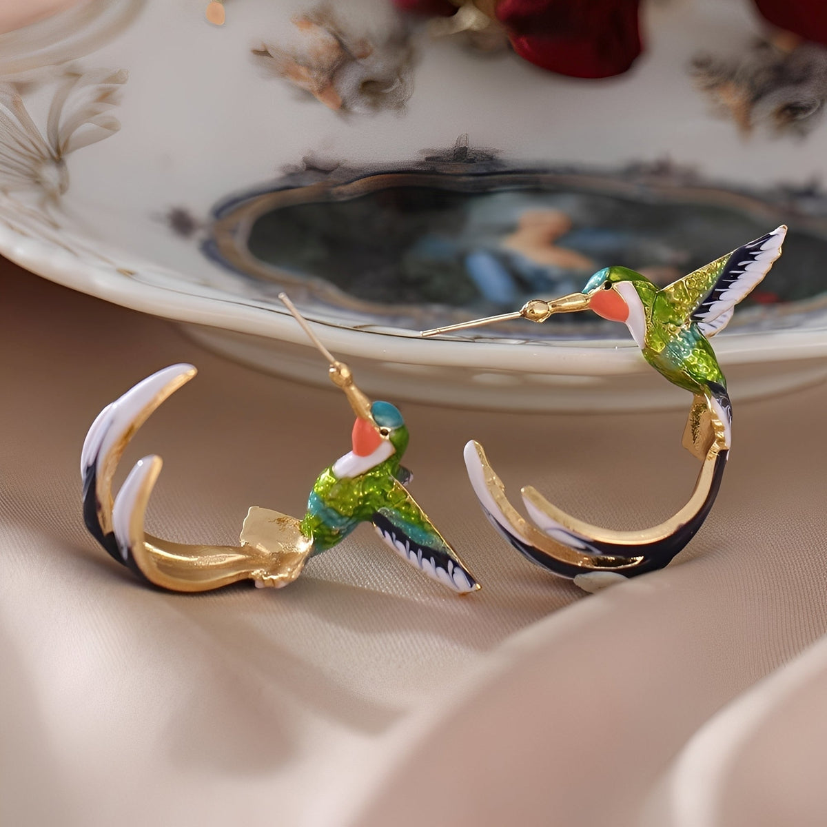 Wendy Vintage Hummingbird Hoops