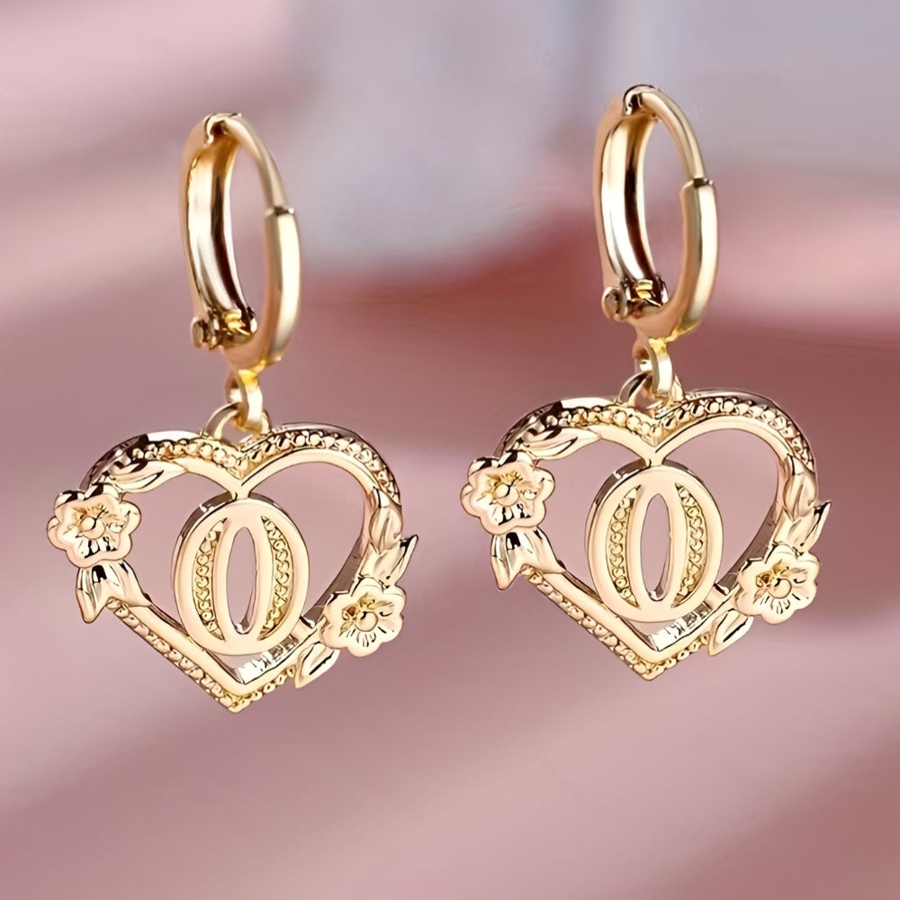Women's Heart Hoops Highlighting Initial and Floral Details