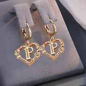 Women's Heart Hoops Highlighting Initial and Floral Details