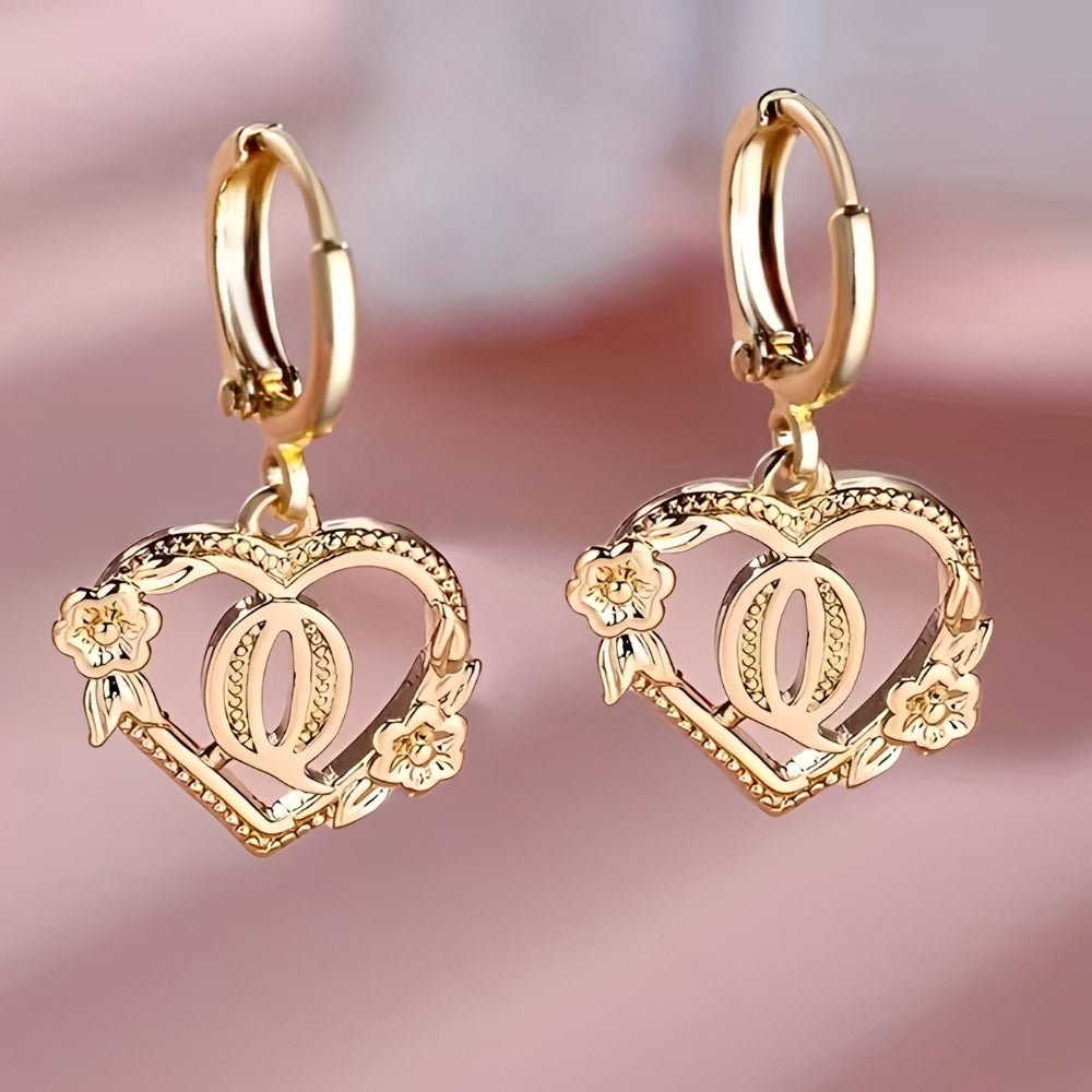 Women's Heart Hoops Highlighting Initial and Floral Details