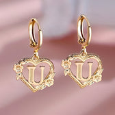 Women's Heart Hoops Highlighting Initial and Floral Details