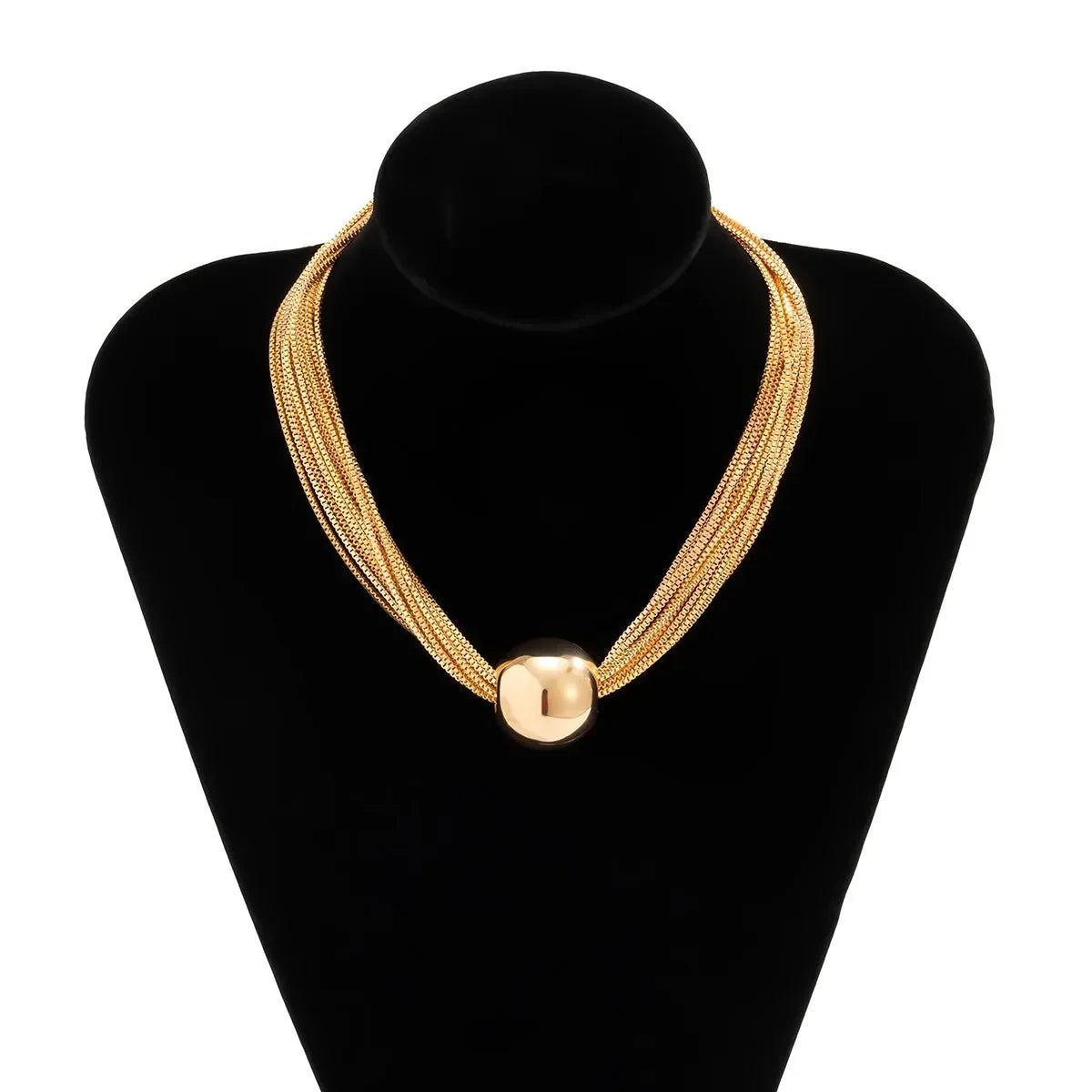 Women's 2-piece Necklace and Bracelet Set with Layered Chain Design and Ball Detail