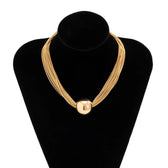 Women's 2-piece Necklace and Bracelet Set with Layered Chain Design and Ball Detail