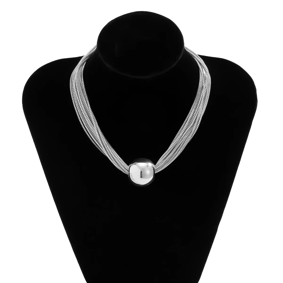 Women's 2-piece Necklace and Bracelet Set with Layered Chain Design and Ball Detail
