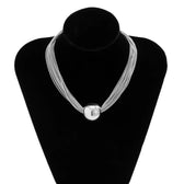 Women's 2-piece Necklace and Bracelet Set with Layered Chain Design and Ball Detail