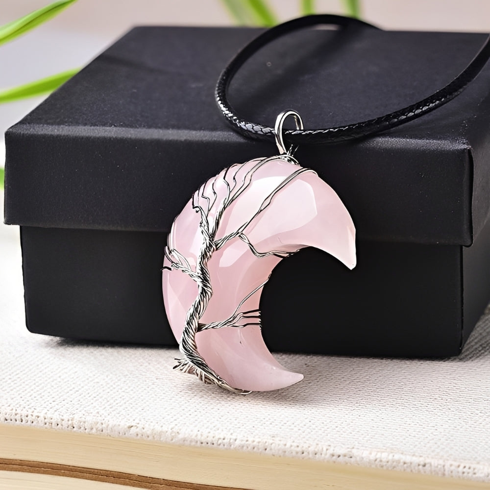 Women Necklace with Tree of Life and Moon Pendant