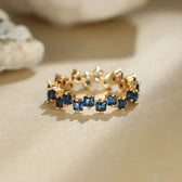 Women's Ring with Scattered Square Stone Accents and Offset Design