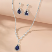 Women's 3-piece Necklace and Earrings Set with Drop Design and Stone Accents