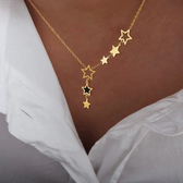 Women's Star Necklace with Multiple Charms and Asymmetrical Star Design