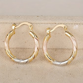 Women's Hoop Earrings with Three Contrast Design and Spiral Wrapped Shape