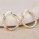 Women's Hoop Earrings with Three Contrast Design and Spiral Wrapped Shape